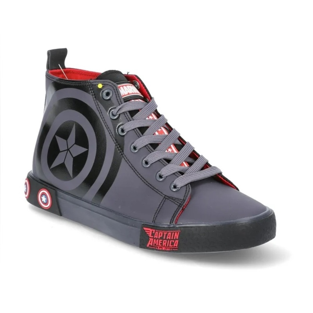 Ground Up Gray Captain America Hi-Top Sneaker Men Marvel, New